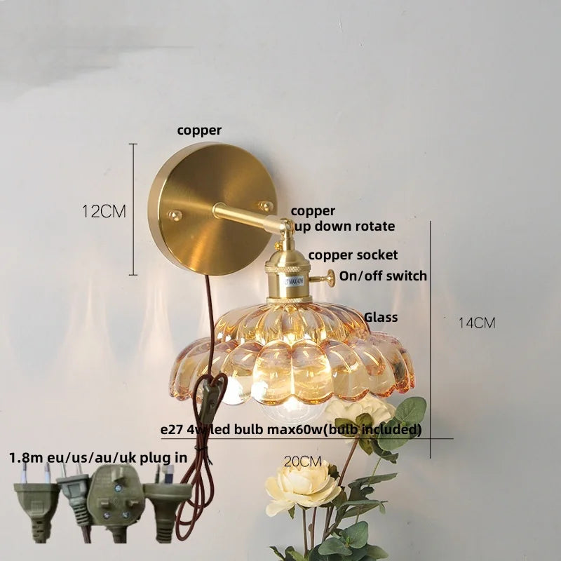 وحدة إضاءة حائط LED DecorBites™ زجاجية شفافة بمفتاح سلسلة سحب