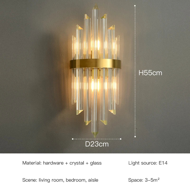 أضواء جدارية كريستالية LED من DecorBites™: أضواء جدارية ذهبية أنيقة لديكور المنزل الفاخر