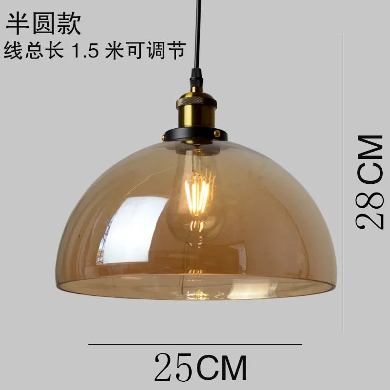 Retro Industrial Gray Glass Pendant Light