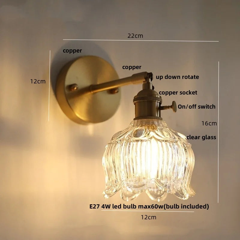DecorBites™ Clear Glass Copper Knob LED Wall Lights | Modern Nordic Design