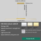 Modern Minimalist LED Pendant Light for Dining Room Adjustable Linear Chandelier in Gold Dimmable Hanging Lamp Fixture for Home