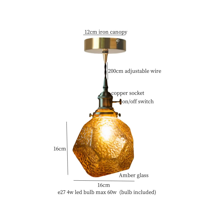 DecorBites™ Cracked Glass LED Pendant Light for Cafe Bar Kitchen Living Room