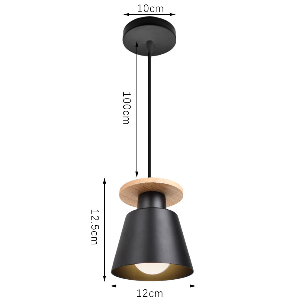 Black Wood Industrial Pendant Light