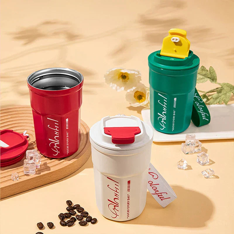 DecorBites™ 400ML Coffee Thermos Bottle Leak-Proof Portable Mug.