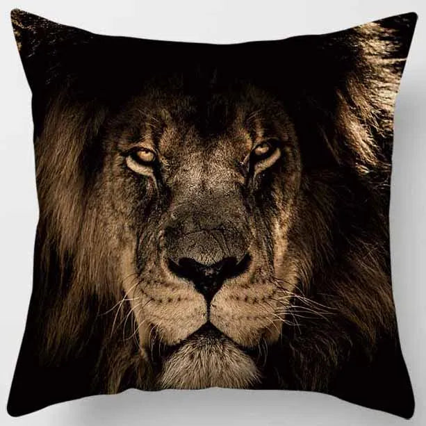 DecorBites™ Animals World Tiger Lion Pillow Case for Cute Home Decor in Sofa Living Room