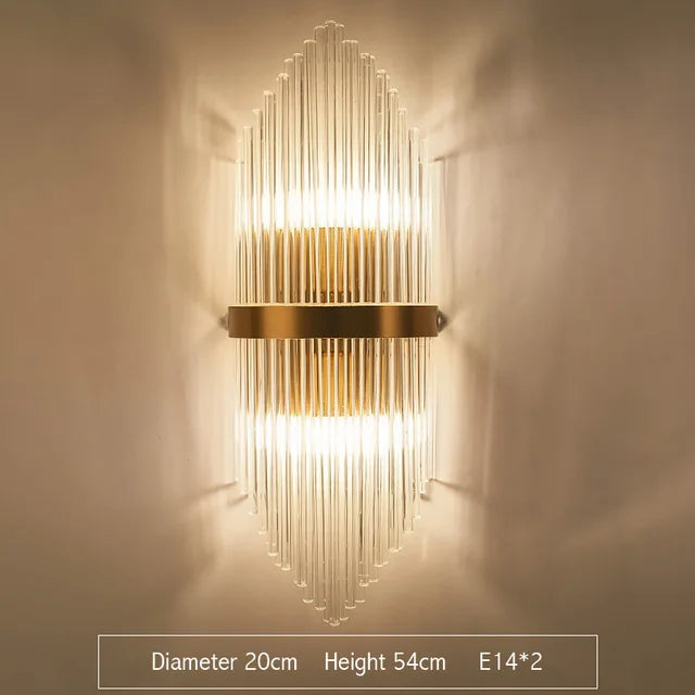 DecorBites™ Crystal Wall Lamp: Elegant Golden LED Sconce for Bedroom, Living Room & Bathroom