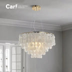 Modern Shell Pendant Chandelier in Gold or Chrome