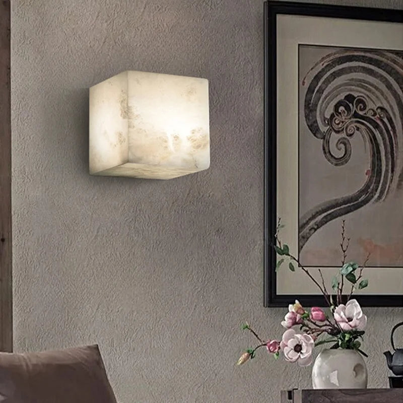 DecorBites™ Cube Marble LED Wall Sconce for Bedroom, Hallway, Staircase Lighting Fixtures
