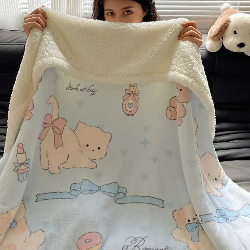 DecorBites™ Cozy Fleece Blanket | Multi-Use Office & Home Shawl | Soft & Warm Blanket