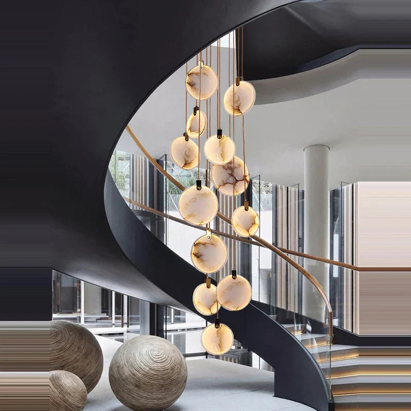 DecorBites™ 2025 Art Deco Marble Golden Lustre LED Chandelier Lighting