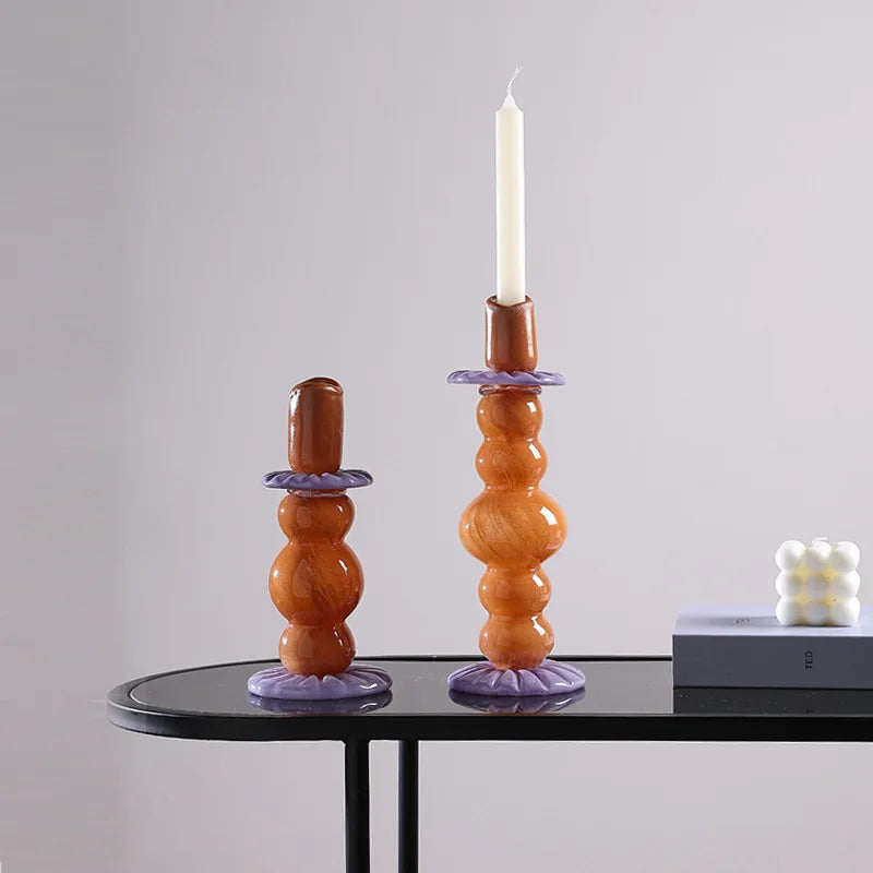 DecorBites™ Geometric Glass Candlestick Holder Wedding Home Decoration Accessory