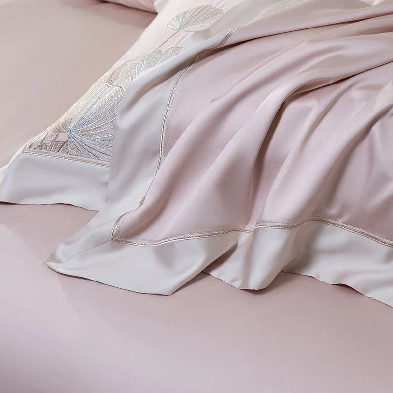 DecorBites™ Cotton Flowers Embroidery Bedding Set with Soft Silky Finish