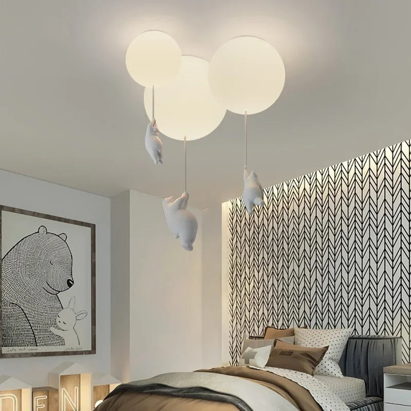 Polar Bear Resin Pendant Light for Kids Spaces