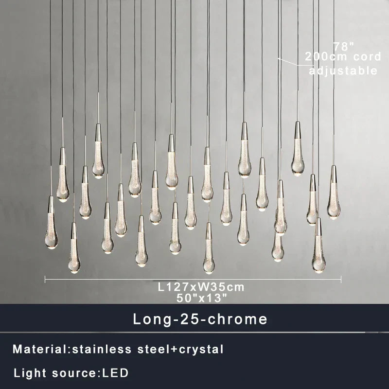 DecorBites™ Crystal Water-drop Ceiling Chandelier: Elegant Dining Table Lighting Fixture