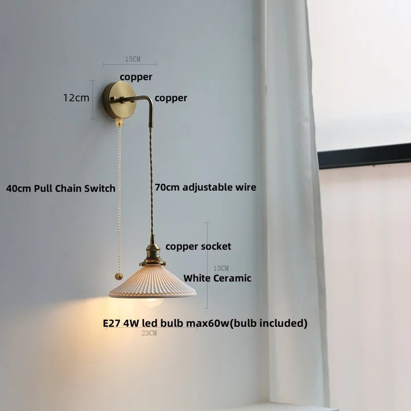DecorBites™ Clear Glass LED Wall Light | Modern Adjustable Nordic Copper Lamp Fixtures