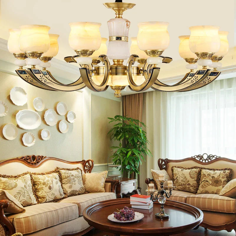 DecorBites™ Copper Jade Pendant Lamp: Modern Chinese Style Dining Room Decor for Villas