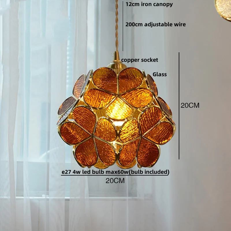 DecorBites™ Glass Copper LED Pendant Lamp | Nordic Modern Luxury Hanging Light