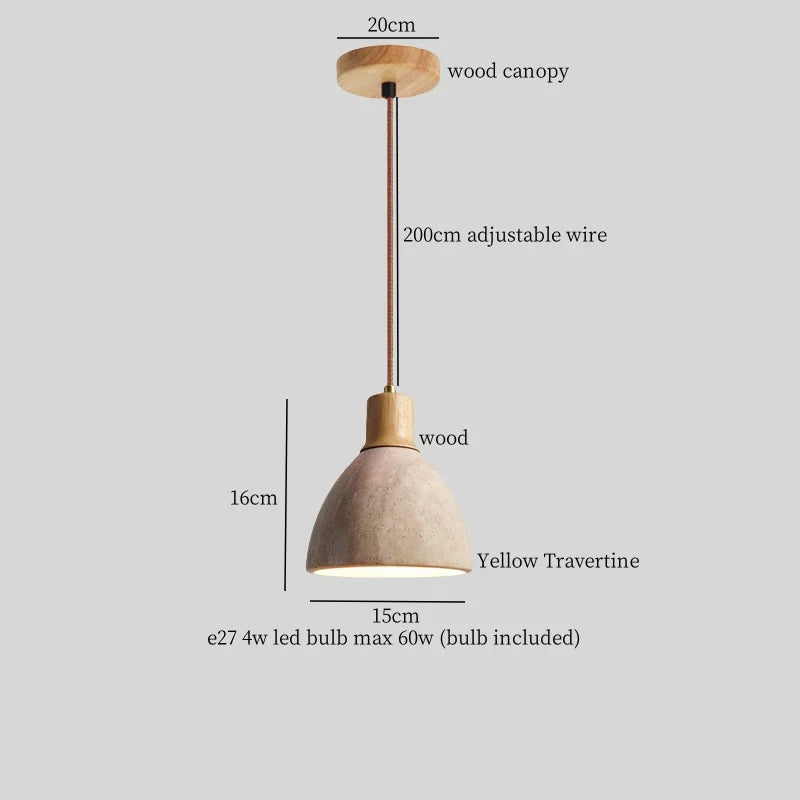 DecorBites™ Yellow Travertine LED Pendant Lights for Kitchen Island Bedroom Dining Table