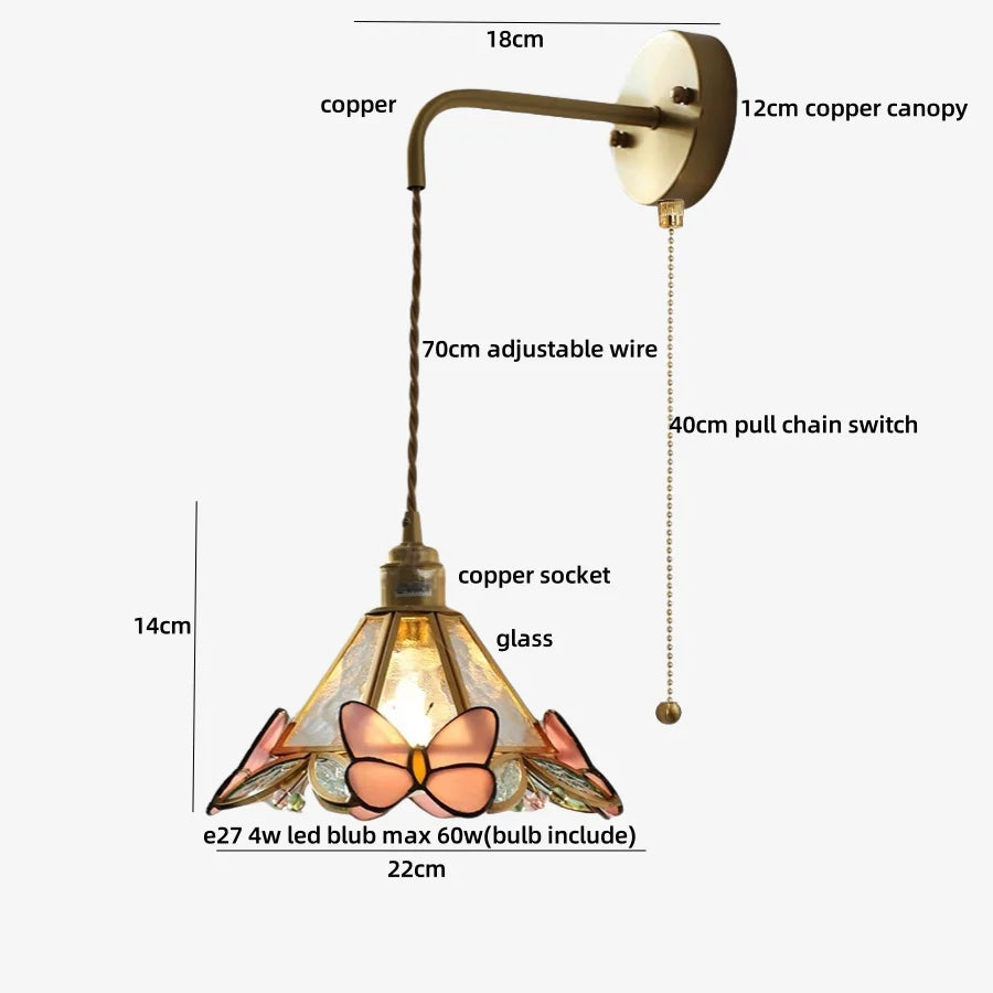 DecorBites™ Tiffany Butterfly Glass Wall Lamp with Adjustable LED Light