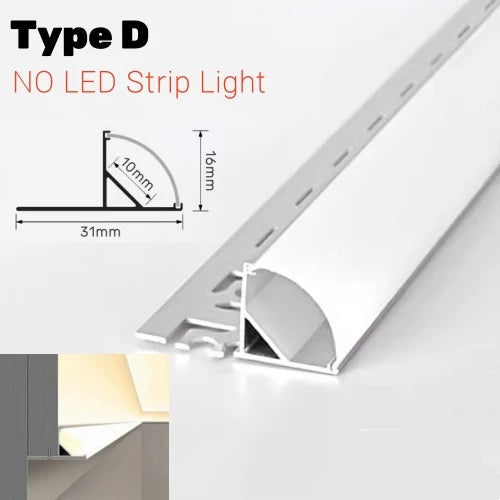 DecorBites™ قناة LED ألومنيوم مدمجة بخط خصر لإضاءة الزوايا الخلفية