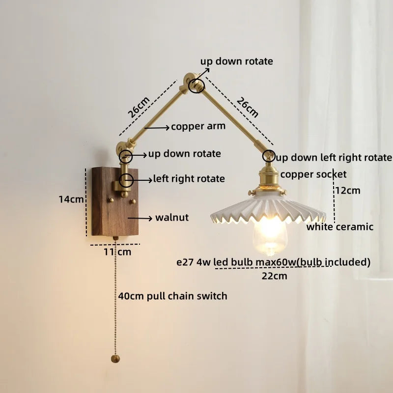 DecorBites™ LED Wall Light Walnut Copper Modern Style Hallway Bedroom Living Room