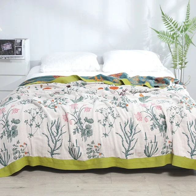 DecorBites™ Cotton Summer Throw Blanket – Breathable & Soft Nordic Quilt
