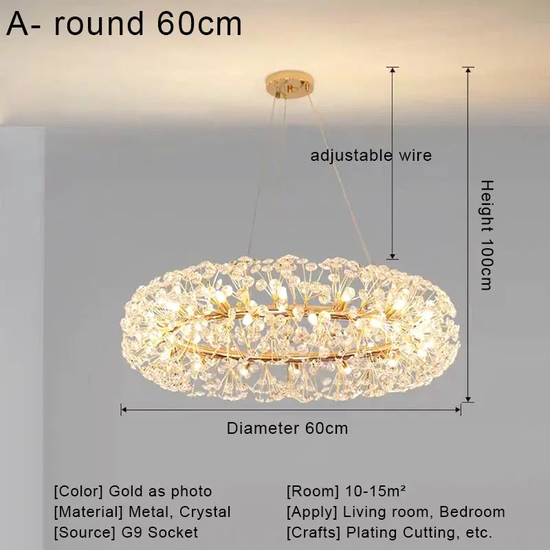 DecorBites™ Crystal LED Ceiling Pendant Chandelier for Home Decoration and Lighting