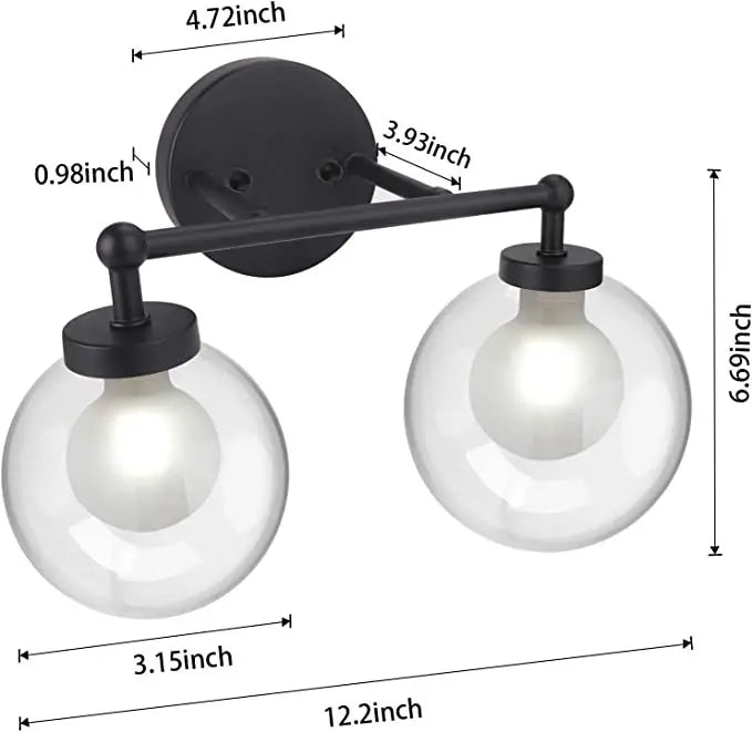 DecorBites™ Double-Head Glass & Iron Wall Lamps, Modern Minimalist Bathroom Vanity Lights