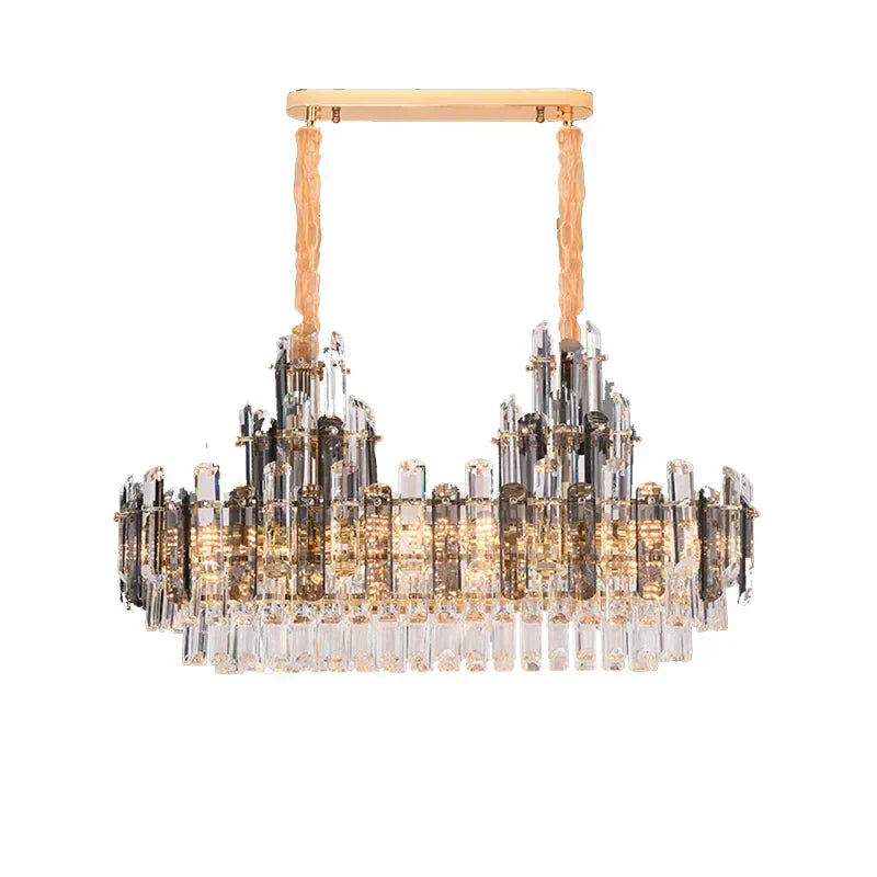 DecorBites™ Crystal LED Oval Round Chandelier Hanging Lamp - Dimmable Ceiling Pendant