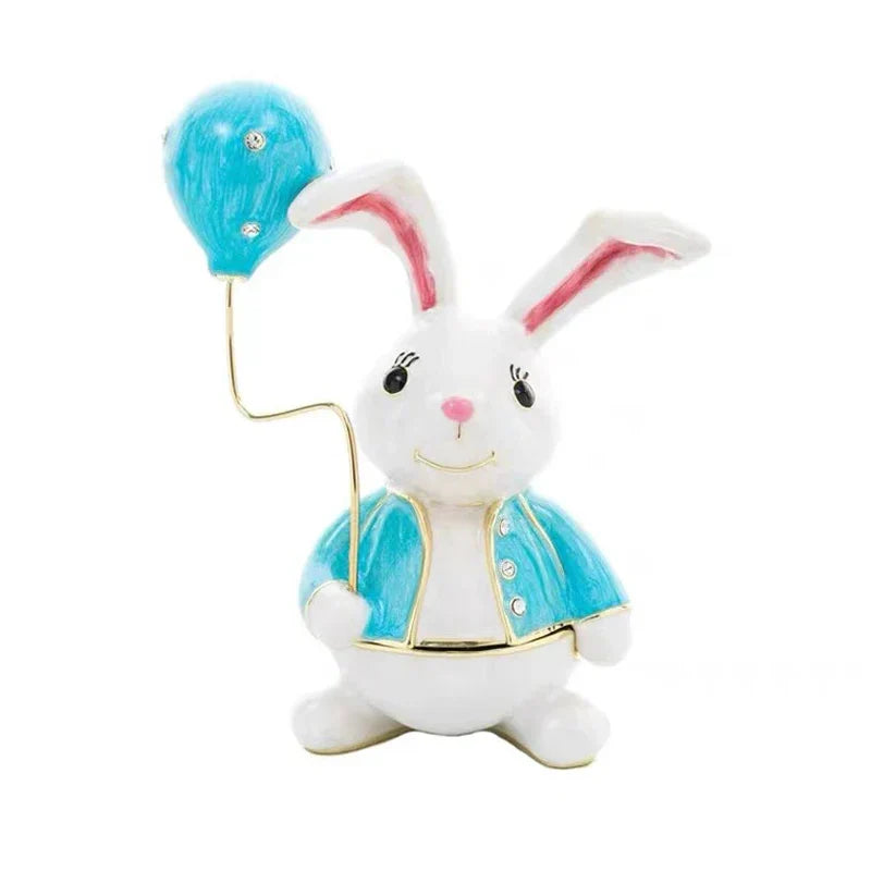 DecorBites™ Crystal Animal Figurines Trinket Box Hand Painted Ring Holder Dresser Decor Wedding Gift