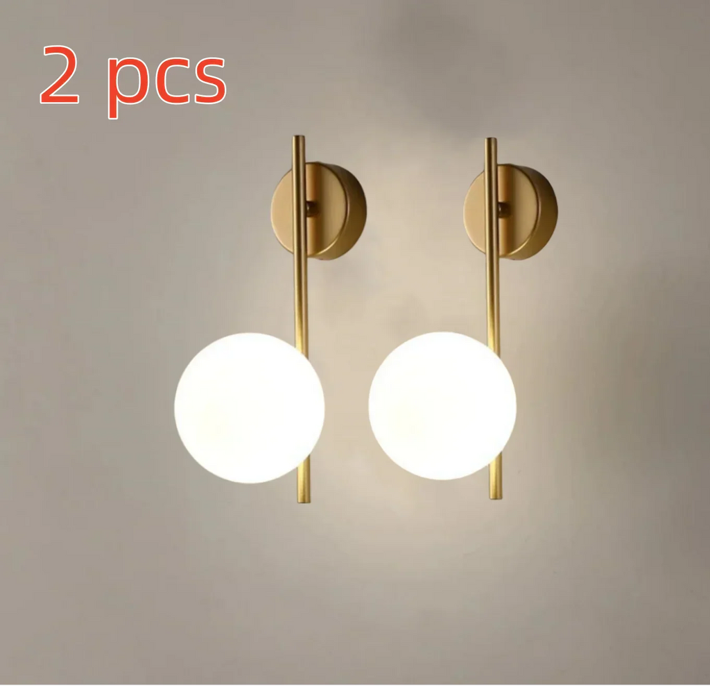 مصباح حائط من DecorBites™ ذهبي مزود بكرة زجاجية بتقنية LED: إضاءة حائط جانبية بتصميم أمريكي للممرات وغرف النوم والدراسة