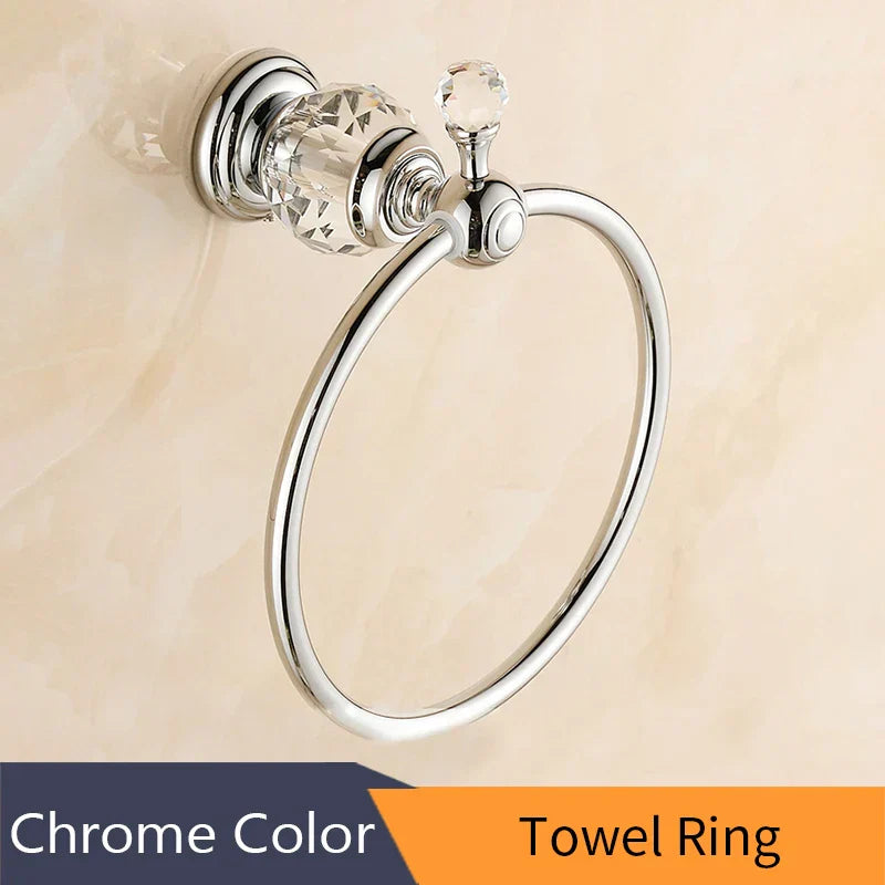 DecorBites™ Crystal Brass Gold Bathroom Accessories Set