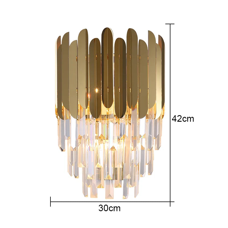 مصباح حائط LED ذهبي كريستالي من DecorBites™ لإضاءة منزلية أنيقة