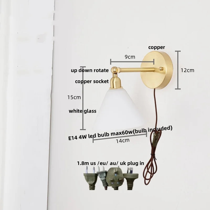 DecorBites™ Clear Glass LED Wall Lights with Pull Chain Switch.