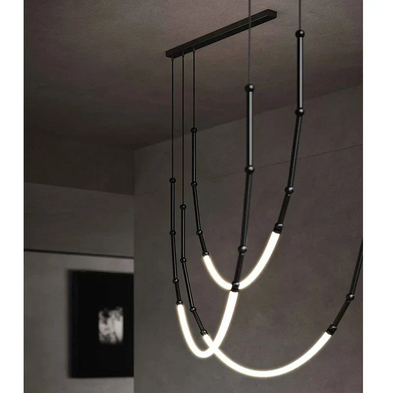 DecorBites™ Linear Creative Chandelier: Nordic LTalian Designer, Modern Lighting for Living Room, Lobby, Bedroom, Restaurant