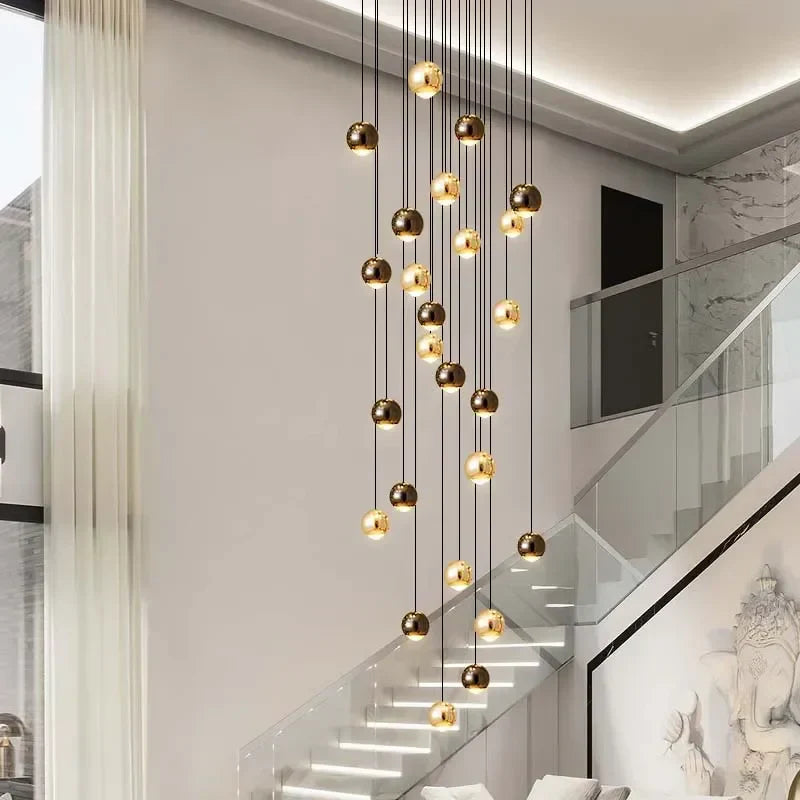 ثريا كريستال كروية ذهبية من DecorBites™ | وحدة إضاءة ديكور فنية حديثة