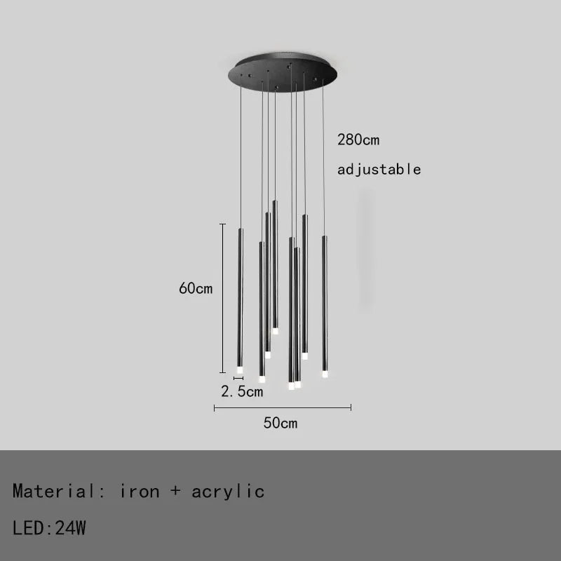ثريا DecorBites™ LED: إضاءة عصرية بسيطة قابلة للتعديل باللونين الذهبي والأسود لغرفة الطعام