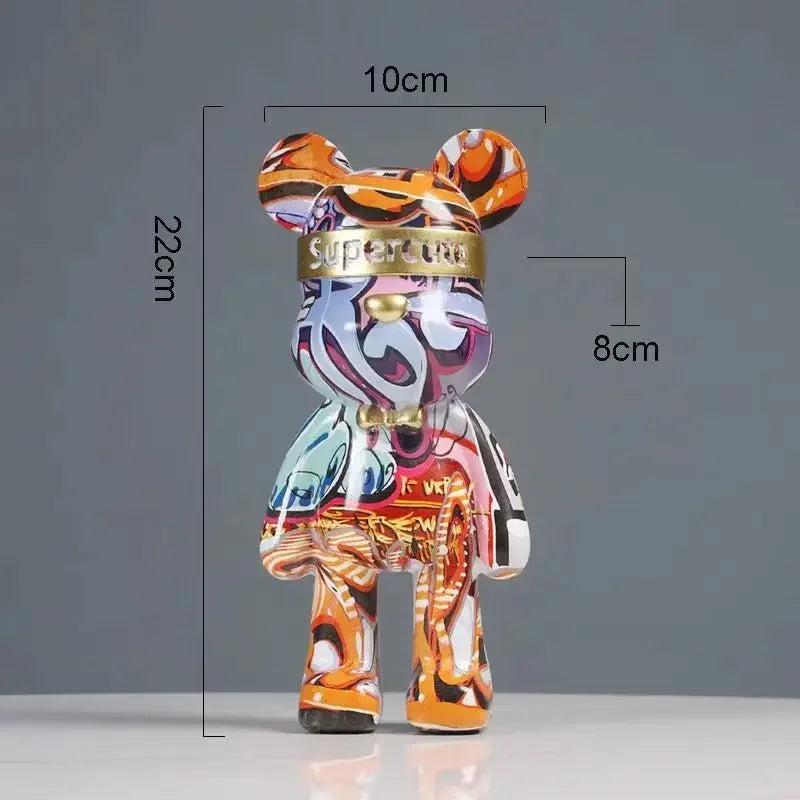 DecorBites™ Graffiti Bear Figurine: Modern Abstract Home Decor Statuette