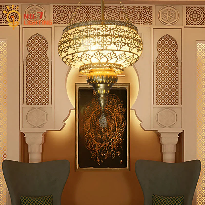 DecorBites™ Gold Lustre Iron Art Pendant Lights LED E27, Exotic Design for Home, Restaurant, Bar