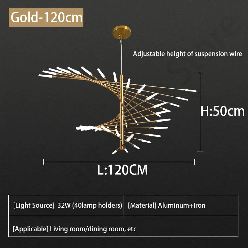 مصباح قلادة سقف الألعاب النارية LED من DecorBites™ - ديكور غرفة فاخر وعصري قابل للتعتيم