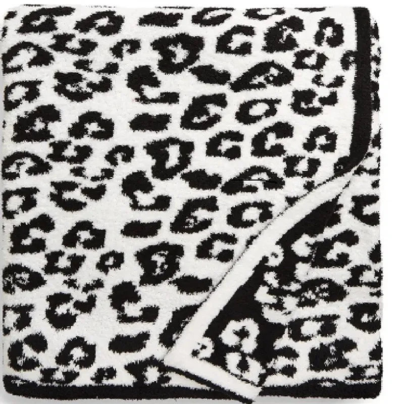 DecorBites™ Leopard Print Knitted Fleece Blanket: Super Soft & Lightweight for Sofa Nap