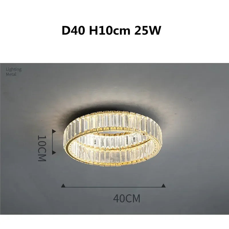 DecorBites™ Gold Steel LED Dimmable Ceiling Lights Luxury Crystal Fixture