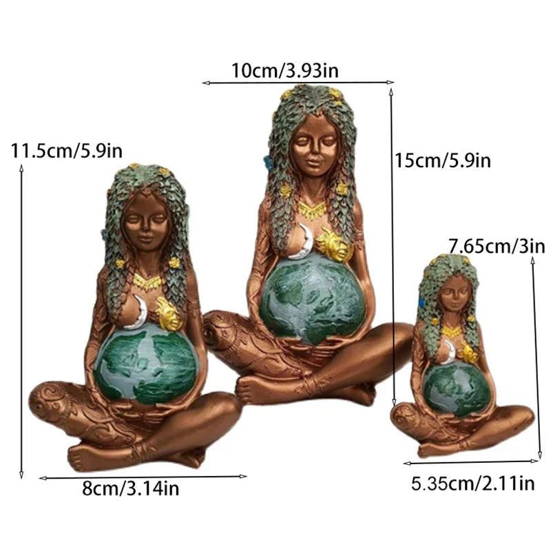 DecorBites™ Gaia Mother Earth Lotus Yoga Pose Resin Figurine Decor for Home Nature Sculpture