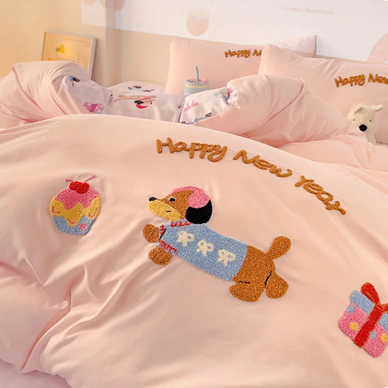 DecorBites™ Cotton Bedding Set Cute Pattern Soft Comforter Single/Double Size Duvet Cover