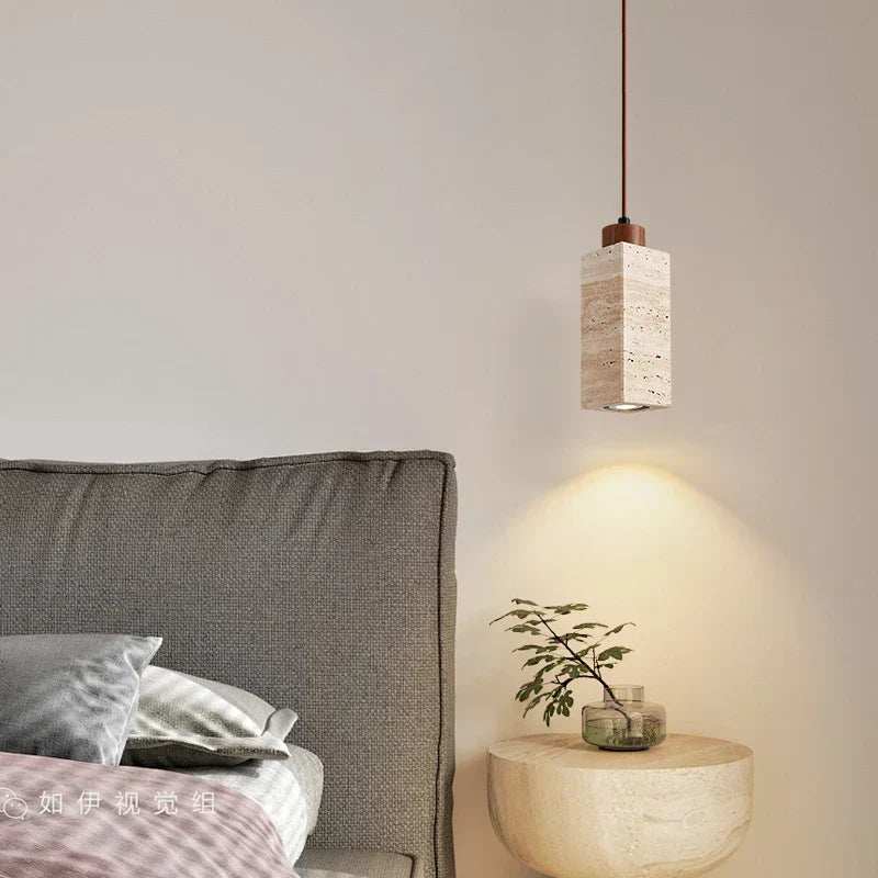 مصابيح إضاءة متدلية من الحجر الياباني DecorBites™ LED - حجر ترافرتين أصفر وWabi Sabi
