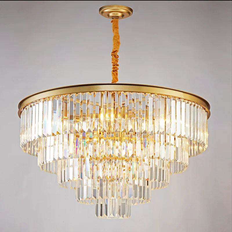 DecorBites™ Crystal Gold Chandelier: Modern Living Room Bedroom Decor Lighting