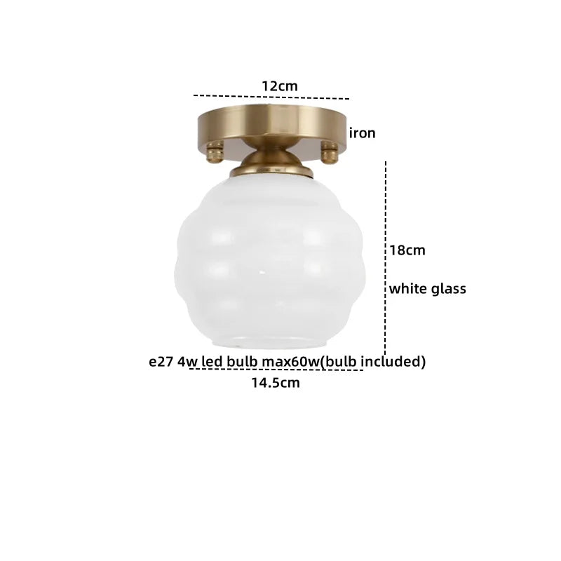 DecorBites™ Creamy Glass Iron LED Ceiling Light - Modern Indoor Lighting Fixtures