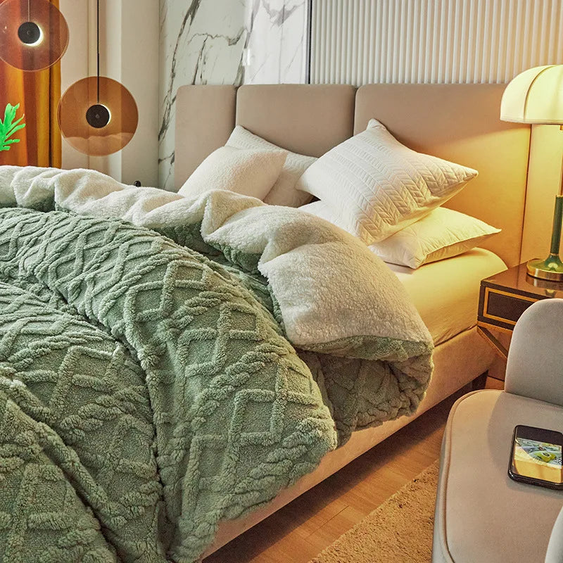 DecorBites™ Dual Use Cashmere Duvet Cover: Winter Warm Plush Blanket with Double-sided Fleece