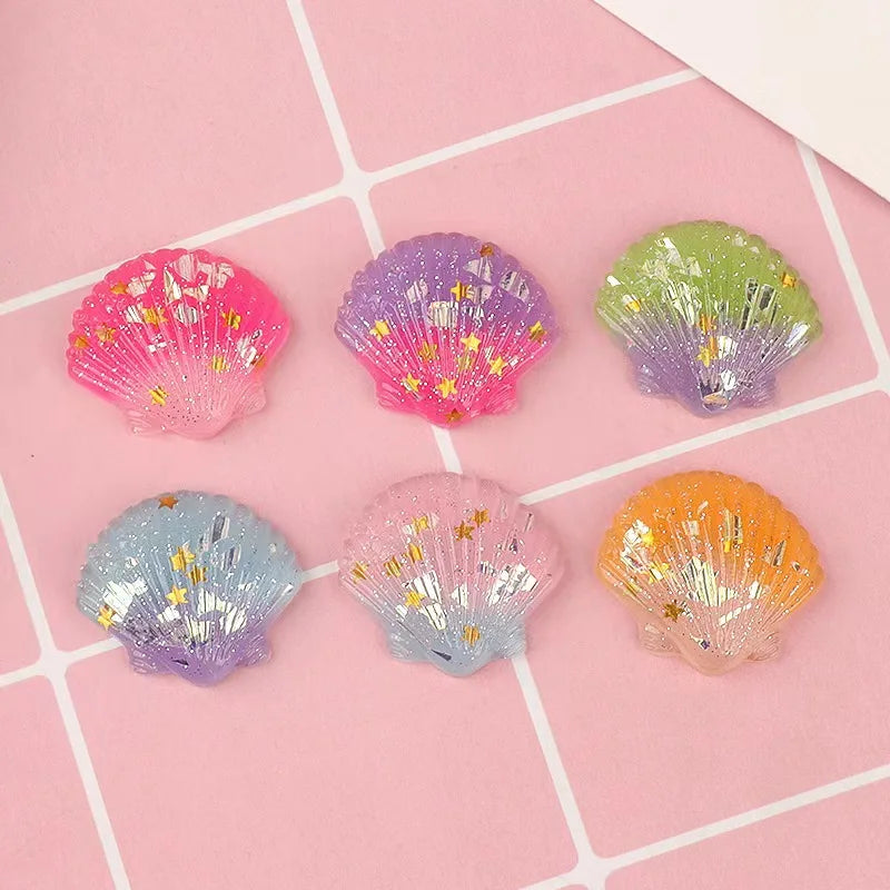 A fralia™ Colorful Pearl Shells Beach Decor Resin Cabochons Marine Style Embellishment