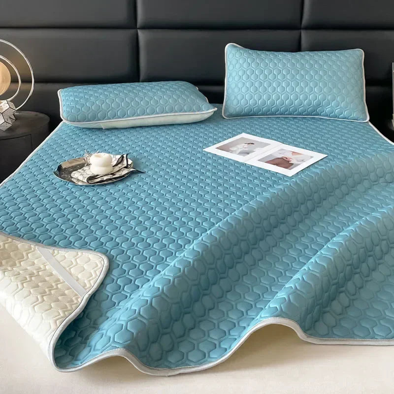 DecorBites™ 4mm Latex Filled Bed Mat & Pillowcase Set - Cooling Ice Silk Sleep Mats